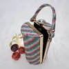 Sandalet qsgfc renkli çizgili payetler ve elmas kelebek tasarım bayanlar ayakkabı çanta seti düz çift amaçlı kadın 230630