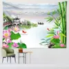 Tapestries Lotus Tapestry Good Luck Colored Wall Hanging Tapestry Home Decor Polyester Table Cover Night Tapestry