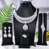 Серьги ожерелья устанавливают миссвикки бирюзовый роскошный африканский для женщин Свадебная вечеринка Циркон Кристалл Дубай Свадебные украшения GIF
