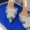 Aquazzura Sandal 2023 New Designer Shoes Begum bowknot butterfly PVC pumps red high heels diamond shine sandals rhinestone Transparent women crystal shoe