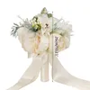 Fleurs décoratives Bouquet de fleurs artificielles Simulation Blanc Cérémonie de fiançailles Fête 667A