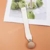 Baby Solid Color Cotton Pacifier Clip Chain Beech Wood Infant Dummy Holder Teething Toys Nipple Holder for Baby Feeding
