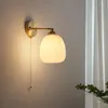 Vägglampor Nordic Glass LED Ljusarmaturer Med Zip Switch För Sovrum Vardagsrum Spegel Bredvid Belysning Japansk Inomhus Sonce Lampa