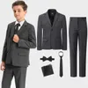 Passar barn pojkar passar bröllop påskparti prom tuxedo blomma barn examen klänning tonåring kyrkan dräkt blazer byxor 5pcshkd230704