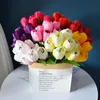 Factory Directly Silk Tulip 9 Heads Decoration Artificial Tulip Flower Bunch Tulip for Home Room Office Party Wedding Decoration