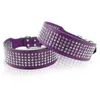 Dog Collars Leashes Leather Bling Diamante Crystal Studded Dogs Pet 2inch Wide for Medium Large Pitbull Boxer 230704