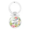 Keychains Lanyards Arrival Christian Scripture Women Catholic Bible Rose Flower Charm Key Ring Chains For Men Fashion Religion Jew Dhyfh