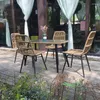 Camp Furniture Luxus Rattan Outdoor Stühle Nordic Minimalist Modern Schmiedeeisen Freizeit Gartenstuhl Balkon Strand Sillas