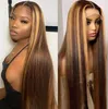 13x6 Highlight Wig Honey Blonde Colored Brown Bone Straight HD Lace Front Human Hair Wigs For Women Full Lace Frontal Wig