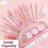 Kawaii Pencil Case Double Layer Large Capacity Pen Bag Cartoon Portable Box School Student Supplies Stationary Organizer