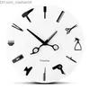 Horloges murales Barber Horloge murale Barber Equiment Outils Horloge murale Design moderne Boutique Signe d'affaires Montre Beauté Salon de coiffure Z230705