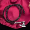 Braccialetti con ciondoli Norvegesi Vichinghi Assi Avvolgere Uomini Mjolnir Hammer Camping Survival Wristband Amuleto Gioielli fatti a mano maschili Regali