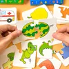 3D Puzzles 32pcs Children Cards Matching Game Baby Cognition Jigsaw Toys Color Shape Cognitive Training Gift Cartoon 230704