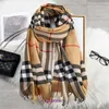 Factory Designer Original Bur Home Winter scarves online store 2023 Autumn and New Mens English Style Imitation Cashmere Plaid Scarf Womens Tassel Shawl for wa