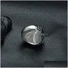 Anillo solitario para hombre Turquesa Grieta Anillos de piedra Vintage Retro Acero inoxidable Dedo tallado natural para niños Moda Punk Joyería Dr Dhqnz