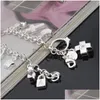 Charm Bracelets Luxo 925 Sterling Sterling Sier Chains Key Lock Cross Rings Star Moon Love Heart Lobster Clasp Bangle For Women Fashion Dro Dheir