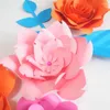 Fleurs décoratives DIY Fleurs Artificielles Artificielles Toile de Fond Papier Géant Rose 6PCS 4 Feuilles Pour Chambre Couleur Thème Décoration Murale