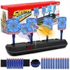 Gun Toys 5 Bit Auto Reset Electric Scoring Target Toy with 2PCS Wristbands 20PCS Refill Darts Light Sound Effect for Nerf Shooting Game 230704