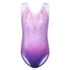 BAOHULU 2020 justaucorps de gymnastique brillant pour enfants justaucorps de Ballet strass violet dégradé pour filles Costumes de danse enfants12283