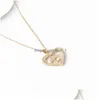Pendant Necklaces Fashion Hand In Mom Crystal Love Heart Shape Gold Sier Chains For Women Mothers Day Jewelry Gift Drop Delivery Pend Dhlor