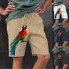 Men's Shorts Retro Line Summer Sports Pants Korean Parrot Hip Hop Graphic Joggers Short Male Straight Loose Drawstring Bermuda