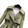 Nowa moda Kobiety Krótki trencz jesień zimowy pasek Vintage podwójnie piersi Khaki Windbreaker Mariewnia Slim Ice Coat Y53811372976