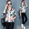 Jaquetas femininas com estampa floral jaqueta casual feminina verão manga longa solta bomber casaco feminino decote oco moda tops agasalhos G437