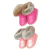 Kids Boots Real Fur Fur Shoes Plush Warm Antislip Toddler Black Pink White Girls Boot Snow Cheap New 2011285031772