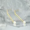 Boucles d'Oreilles Femme Argent Sterling 925 Petite Perle Verticale Simple Personnalité Mode Bijoux Couple Vacances Cadeau