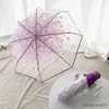 Parapluies Designer Parapluie Lourd Dôme Fleurs Soleil Mignon Romantique Transparent Vent Femmes Bulle Claire Pluie