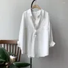 Blouses pour femmes 2023 automne femmes coton Blouse coréenne à manches longues femmes hauts et Vintage chemises blanches Blusas Roupa Feminina