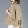 Kadın Ceketleri Kadın İnce Coat Capel Uzun Kollu İki Cep Tek göğüslü Bahar Sonbahar Düz Renk Kısa Gömlek Ceket Chaqueta Mujer