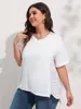 Camiseta Feminina Plus Size Finjani White Tshirts Top Clothing Summer Recorte Costas Bordado Tee 230705