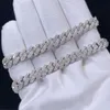 Designer Jewelry Fine Jewelry Bracelet 8MM 2Rows Round Sharp Design Hip Hop Jewelry 925 Silver D-VVS1 Moissanite Diamond Cuban Link Bracelet