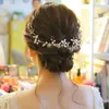 Headpieces 1M Vintage Gold Leaf Pearl Headpiece Bridal Wedding Accessories Flowers Headband Crystal Jewelry