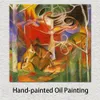 Grande toile abstraite Art cerf dans la forêt I Franz Marc peint à la main peinture à l'huile pièce de déclaration pour la maison