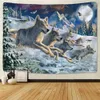 タペストリーを走るオオカミの聖なる動物タペストリー装飾壁吊りライオンウルフ虎パターン背景壁タペストリーホームテキスタイルR230713