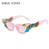 Okulary przeciwsłoneczne ramki OEC CPO damskie Punk kocie oko kobiety unikalne kolorowe okulary przeciwsłoneczne damskie odcienie mody UV400 Steampunk okulary 230704