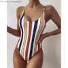 Roupa de banho feminina maiô de uma peça roupa de banho feminina sexy listrada maiô feminino biquíni natação para uso na praia Monokini maiôs femininos Z230705