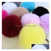 Porte-clés Longes 15 Couleurs 8Cm Moelleux Faux Boule De Fourrure De Lapin Femmes Filles Voiture Sac D'école Porte-clés Mignon Pompon Chaîne Bijoux Accesso Dh2Wy