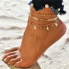 Mode Böhmenfjärilen Anklet Rhinestone Chain Foot Jewelry for Women Summer Beach Barefoot 230719