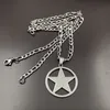 Collier pentagramme en acier inoxydable pour homme pendentif étoile à cinq branches en argent poli 24 pouces pour amis cadeaux de mode