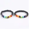 Bracelets porte-bonheur 1 pièces Style de mode 7 Chakra guérison Bracelet perlé pierre de lave naturelle diffuseur bijoux livraison directe Dhyxd