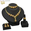 Anhänger Halsketten ANIID Indische Braut Schmuck Set Dubai Halskette Ohrringe Damen Hochzeit 24k vergoldet Afrikanischer Schmuck Brautjungfer Party Geschenk Z230706