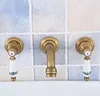 Robinets de lavabo de salle de bain Robinet mitigeur de lavabo en laiton antique Robinet mitigeur de cuisine mural à deux poignées Nsf530