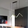 Chandeliers Nordic Bar LED Chandelier Painted Black Metal Dining Room Coffee Shop Hanglamp Remote Control Cord Pendant Adjustable 220V