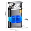 Jet Flamme Briquet Bleu Feu Butane Torche Turbo Sans Gaz Cigare Meule Briquets Rechargeable Transparent Réservoir Lumineux Cadeau GLNC ARHA