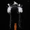 Hair Clips Sen Bridal Feather Crystal Crown Delicate Elf Shape Wedding Ornaments