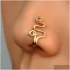 Nasenringe Ohrstecker 16 Stile Kleine Kupfer Fake Für Frauen Nicht Piercing Vergoldet Clip Auf Manschettenbolzen Mädchen Mode Party Schmuck Drop Dhhid