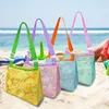 Plaj oyuncak örgü çanta çocukları kabuk toplama kılıfları zipper ile kum seyahati korunabilir depolama yüzme